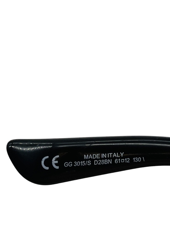 GUCCI BLACK CAT EYE ACETATE SUNGLASSES WITH METAL ACCENTS